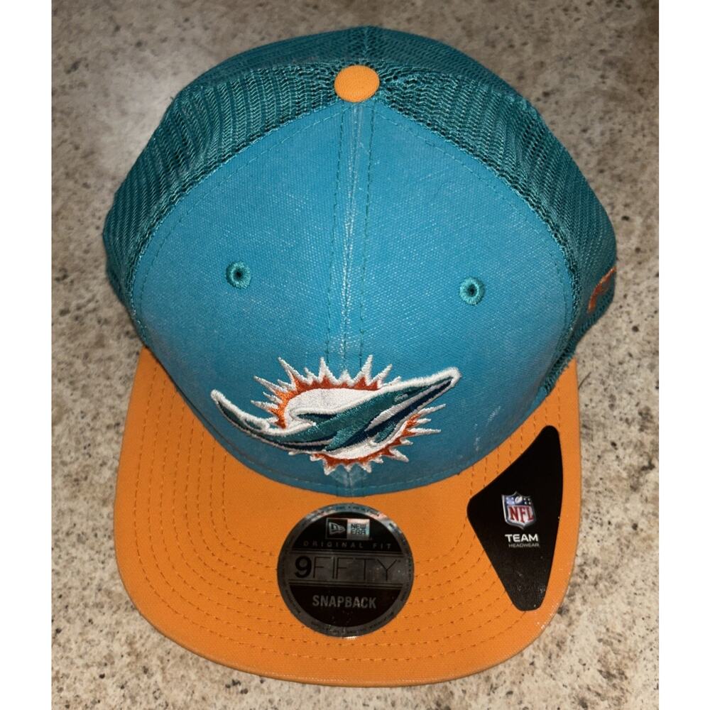 MIAMI DOLPHINS HAT MESH TRUCKER TEAL NFL FOOTBALL LOGO AUTHENTIC TEAM CAP NEW